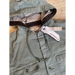 NEW J Crew Wallace‎ & Barnes lined hooded canvas work Shirt Jacket Green Small